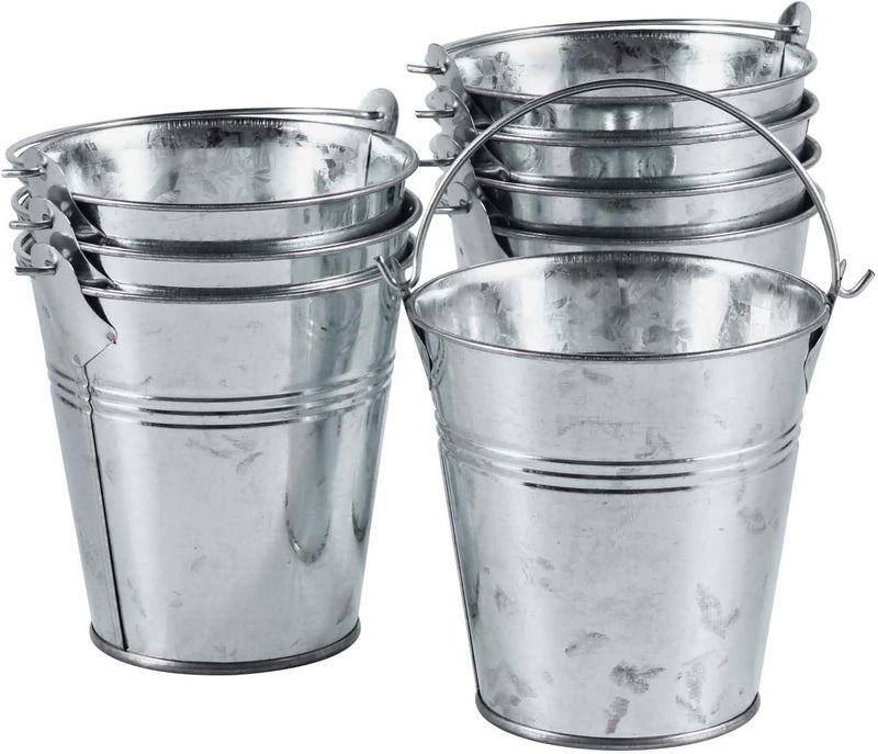 OBTANIM 8 Pack Galvanized Metal Buckets with Handle Ice Pails for Plants, Succulents, Party Favors Organizing, Rustic Home Decor or Classrooms Pencil Storage (4 x 2.8 inch) - Image 1